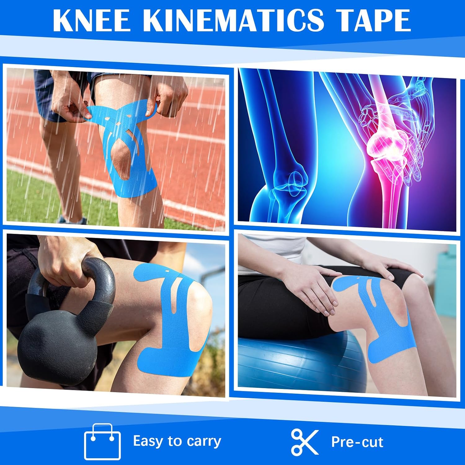 무릎용 프리컷 운동 테이프 10개, 방수 탄성 통기성  - Finger Tape Athletic 리뷰 및 가격
